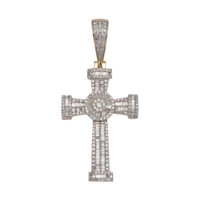 2" Cross Diamond Pendant 1.75ct 14K Yellow Gold - bayamjewelry