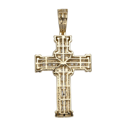 2" Cross Diamond Pendant 2.02ct 14K Yellow Gold - bayamjewelry