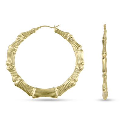 Picture of Graduated Bamboo Hoop Earrings 10K & 14K Yellow Gold