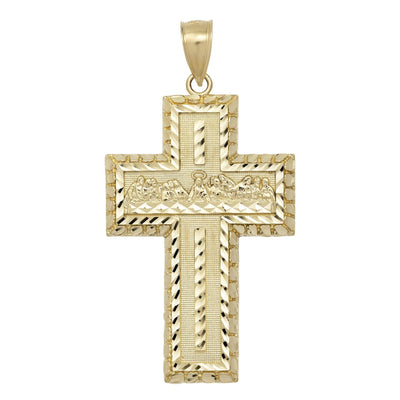 3 3/4" Last Supper Nugget Cross Pendant Solid 10K Yellow Gold - bayamjewelry