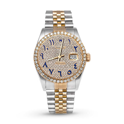 Picture of Rolex Datejust Diamond Bezel Watch 36mm Blue Arabic Numeral Dial | 3.65ct