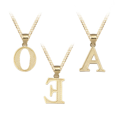 Picture of 3/4" Nugget Initial Letter Pendant Necklace 10K Yellow Gold