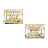 5/8" Rectangle Diamond Cut The Last Supper Open Back Stud Earrings Solid 10K Yellow Gold - bayamjewelry