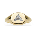 Picture of Diamond Initial Letter Signet Pinky Ring 0.02ct 14K Yellow Gold