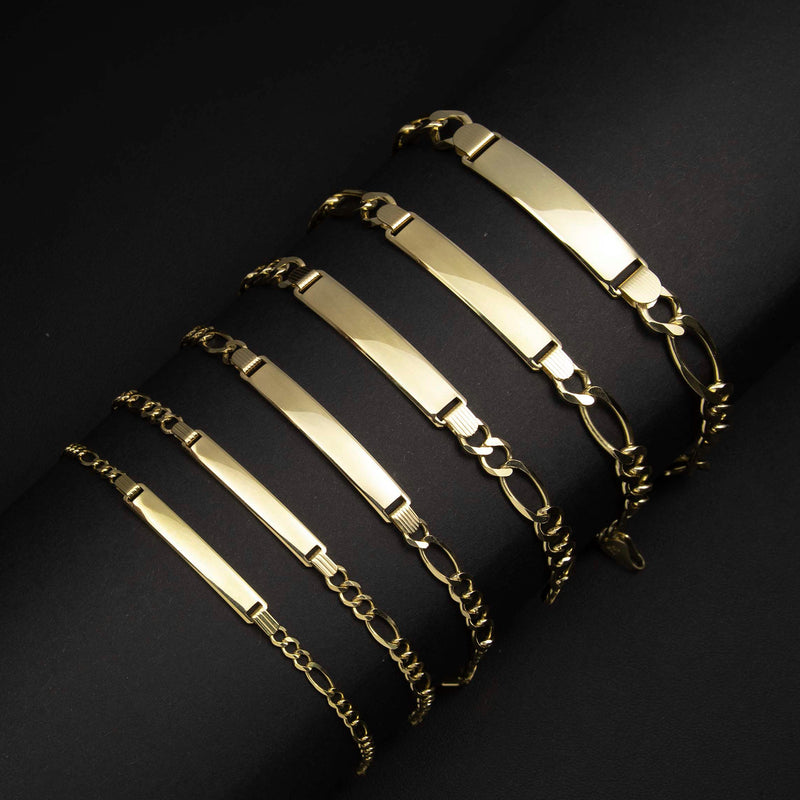 Women's Figaro Link ID Bracelet 10K Yellow Gold - Solid