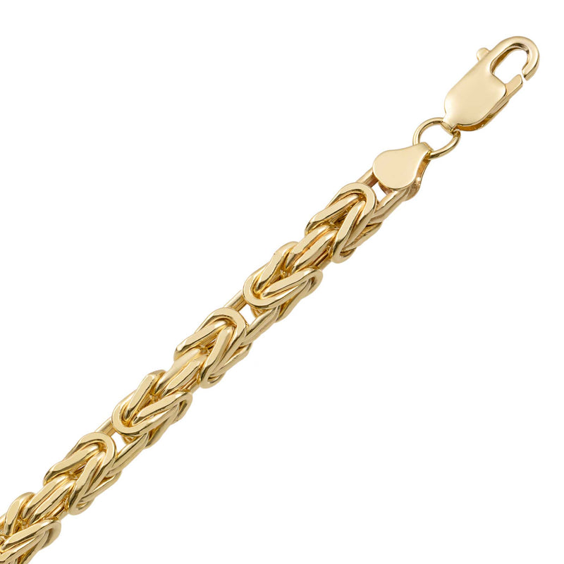 Women's Square Byzantine Link Chain Bracelet 14K Yellow Gold - Hollow