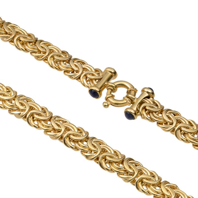 Picture of Women's 9mm Classic Dome Byzantine Chain Necklace 14K Yellow Gold