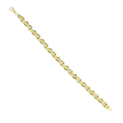 Picture of 6.5mm Diamond Cut Heart & Kisses Bracelet 14K Yellow Gold