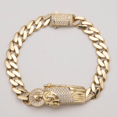 Picture of Baguette CZ St. Jude Cuban Link Bracelet 10K Yellow Gold