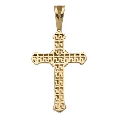 Picture of Greek Key Design Byzantine Cross Pendant 14K Yellow Gold
