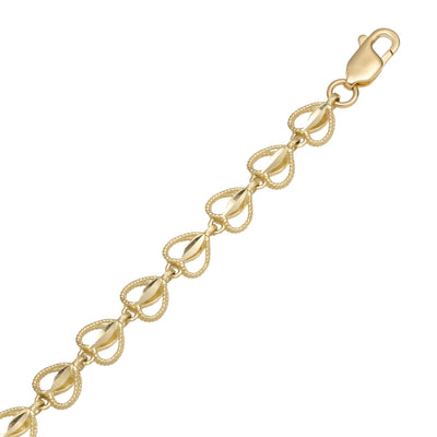 Picture of Women's Beaded Heart Link Bracelet 10K Yellow Gold