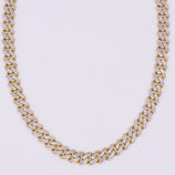 Picture of 9mm Diamond-Cut Monaco Chain Miami Cuban Link Necklace 10K Yellow White Gold