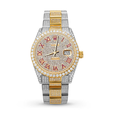Picture of Rolex Datejust Diamond Bezel Watch 36mm Pink Roman Dial | 12.15ct