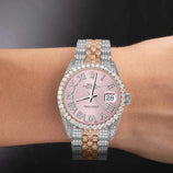Picture of Rolex Datejust Diamond Bezel Watch 36mm Pink Roman Dial | 12.35ct