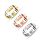 Brushed Block Pattern Comfort Fit Wedding Band Gold - Solid - bayamjewelry