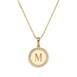 Picture of CZ Disc Initial Pendant Necklace 10K Yellow Gold