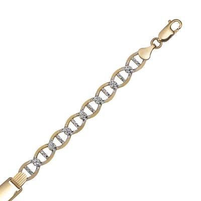 Picture of Pave Mariner ID Bracelet 10K Yellow White Gold - Solid