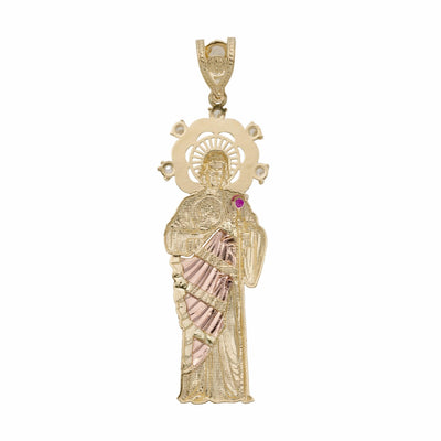 CZ Saint Jude Pendant 14K Tri-Color Gold - bayamjewelry