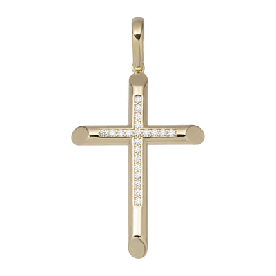 Picture of Polished CZ Cross Pendant Solid 14K Yellow Gold