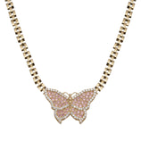 Picture of Women's CZ Butterfly Rlx Railroad Chain Necklace 10K Yellow Gold