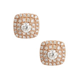 Double Halo Diamond Stud Earrings 0.80ct 14K Rose Gold - bayamjewelry