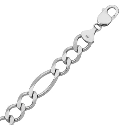 Figaro Link Bracelet 14K White Gold - Solid - bayamjewelry