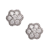 Flower Cluster Diamond Stud Earrings 0.98ct 14K Rose Gold - bayamjewelry