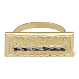 Men's Rectangular Last Supper Diamond Cut Ring 10K Yellow Gold - bayamjewelry