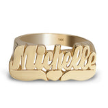 Name Ring with Heart Ribbon 14K Gold - Style 9 - bayamjewelry