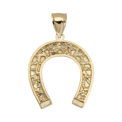 Nugget Style Horseshoe Pendant Solid 10K Yellow Gold - bayamjewelry