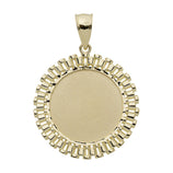 Railroad Frame Round Medallion Pendant Real 10K Yellow Gold All Sizes - bayamjewelry