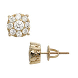 Round Cluster Diamond Stud Earrings 1.15ct 14K Yellow Gold - bayamjewelry