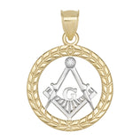 The Square and Compasses Masonic CZ Pendant Solid 10K Yellow Gold - bayamjewelry