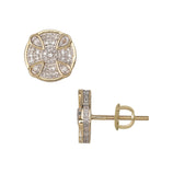 Women's Drop Design Micro-Pavé Round Diamond Stud Earrings 0.32ct 10K Yellow Gold - bayamjewelry