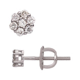 Women's Flower Cluster Diamond Stud Earrings 0.2ct 14K White Gold - bayamjewelry