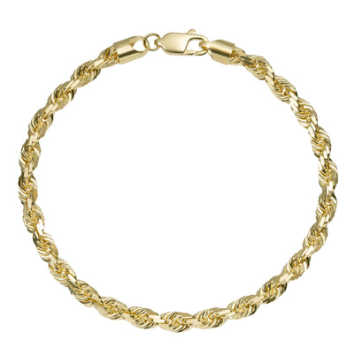 14K Two Tone Yellow Gold Textured Link Rope Bracelet 7.5 Fancy:  31939791585349