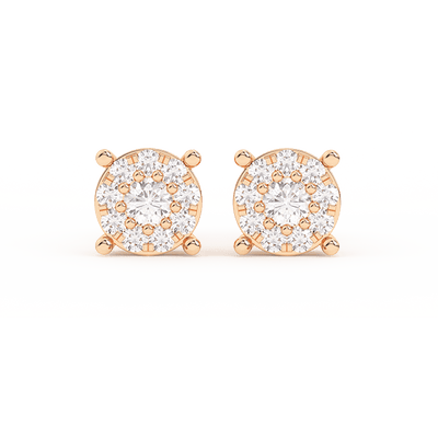 Women's Round Cluster Diamond Stud Earrings 0.34ct 14K Gold - bayamjewelry