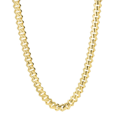 Picture of Monaco Chain Miami Cuban Edge Royal Link Chain Necklace 10K Yellow Gold - Hollow