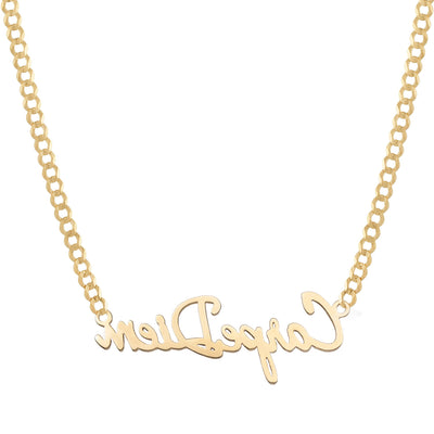 Picture of Ladies Script Name Plate Necklace 14K Gold - Style 105