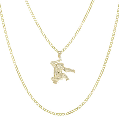 Picture of 1 3/8" Diamond Cut Chimpanzee Pendant & Chain Necklace Set 10K Yellow Gold