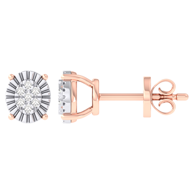 Picture of Women's Miracle Plate Oval Shape Diamond Stud Earrings 0.04ct 14K Gold