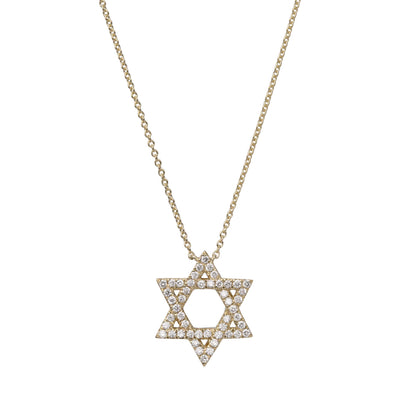 Picture of Star of David Diamond Necklace 0.29ctw 14K Yellow Gold