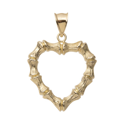 Picture of 1 1/2" Bamboo Heart Pendant 10K Yellow Gold