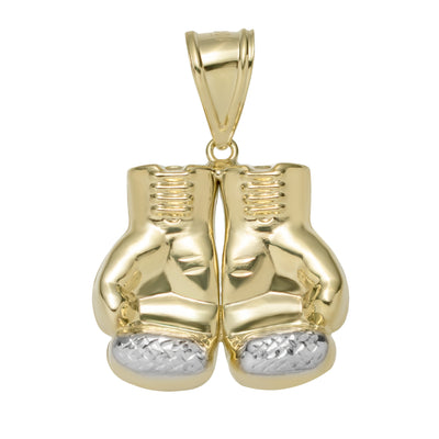 Picture of Double Boxing Glove Pendant Charm Diamond Cut 10K Yellow Two-Tone Gold