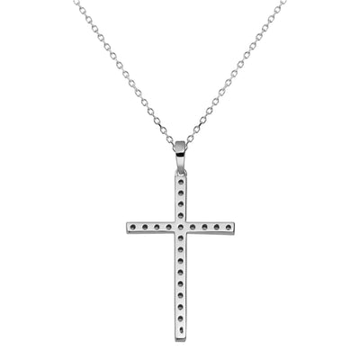 Picture of 1 1/4" Cross Round-Cut 0.36ct Diamond Pendant Necklace 14K White Gold