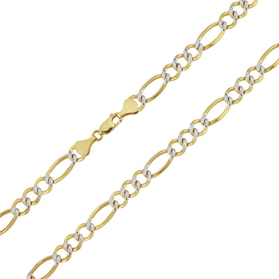 Picture of Men's Pave Figaro Chain 10K Yellow White Gold - Solid