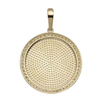 Picture of 1 1/2" Plain Round Dog Tag CZ Pendant Solid 10K Yellow Gold