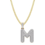 Picture of Women's Diamond "M" Initial Letter Necklace 0.49ct Solid 10K Yellow Gold