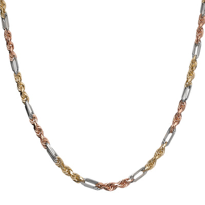 Picture of Milano Figaro Rope Chain Necklace 14K Tri-Color Gold