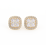 Picture of Women's Cushion-Shaped Halo Cluster Diamond Stud Earrings 14K Gold